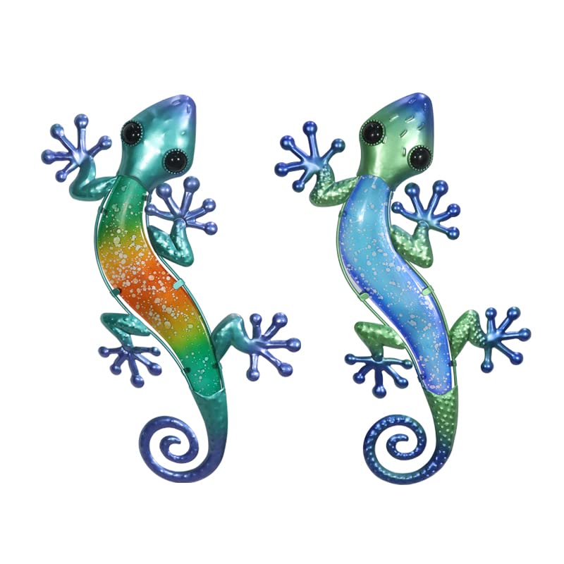 Adornos de Jardín Arte de Pared Gecko, decoración de jardín, estatuas de Animales al Aire Libre, Accesorios en Miniatura, esculturas for Patio, Juego de 2 Escultura de jardín