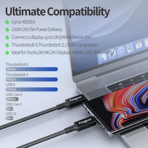 Fasgear Usb 4 Cable 8.2Ft Long 40Gbps Usb C To Type C Cable 8K@60Hz Video Usb-C Moniter Cable 100W Pd Fast Charging Compatible For Thunderbolt 4/3 Macbook Pro|Imac Mini|Display|Egpu Docking|Laptop #TOP6