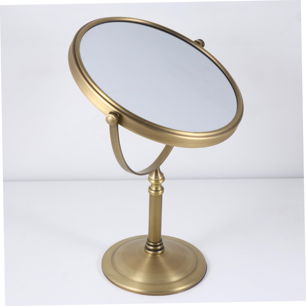 POPETPOP Espejo de Escritorio Doble Cara Aumento 7X 8 Pulgadas Marco de Metal Resistente Base Antideslizante para Mujeres Maquillaje y Cuidado Personal