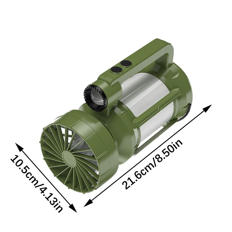 Ventilador solar para acampada con linterna tipo C y bateria de respaldo para tienda 3