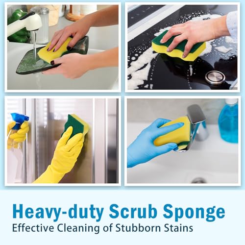 Image of AIDEA Sponges Kitchen, 24 Pack Heavy Duty Dish Sponge, Cleaning Dish Scrubber Sponge for Home and Kitchen, Stink-Free Cleaning Supplies for Pots, Pans