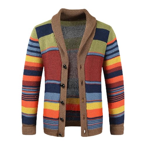 Mens Neck Collar Cardigan Sweater Slim Fit Knit Patchwork Long Sleeve Slim Fit Casual Fall Winter Cardigans