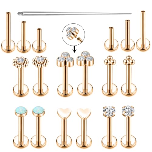 Image of Yjbglrygf 16G Monroe Lip Piercing Jewelry Labret Studs Tragus Hoop Earrings Nose Piercing Flat Back Helix Earring