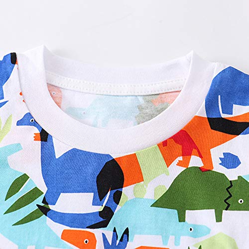 Image of KISBINI Toddler Boys Summer Clothes Set Hawaiian Cotton T-Shirt and Shorts Set Dinosaur Sharks Clothing Set