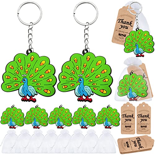 Elecrainbow 60 Pack Peacock Party Favors - Include 20 Keychains,