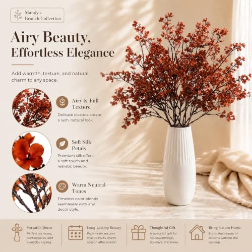 Image of Mandy's 6 Bundles Artificial Burnt Orange Baby's Breath Flowers