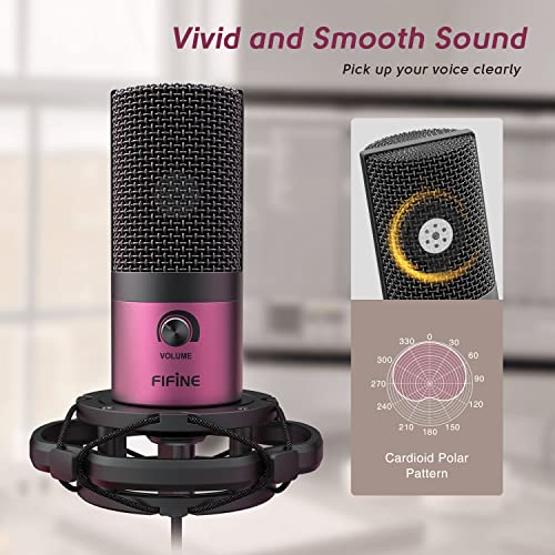 Image of FIFINE T669 Rose Red Podcast Microphone Kit with Boom Arm for Recording | PC Computer Microphone for Streaming, Gaming, Voice-Over, Meeting, Shock Mount, Pop Filter