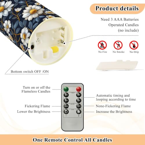 Velas LED de cera con flores de manzanilla y temporizador para decoracion 5