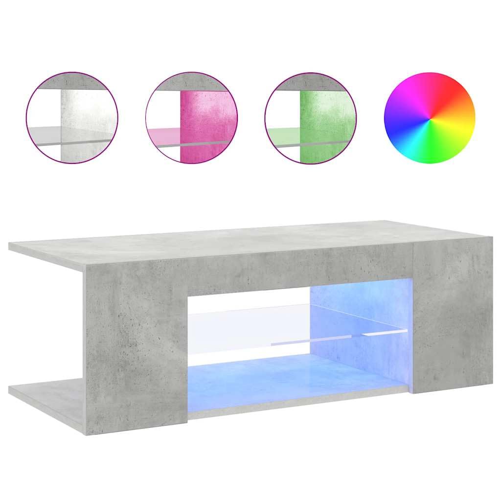 vidaXL Meuble TV avec lumières LED Gris béton 90x39x30 cm
