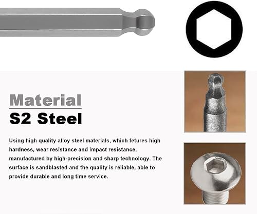 Miniatura 6 de VESTTIO Juego de puntas de destornillador de cabeza hexagonal métrica Allen de 0.098 pulgadas, 0.198 pulgadas, 0.198 pulgadas, 0.157 pulgadas, 0.236