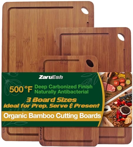 Set de 3 Tablas de Cortar de Bambú con Asas y Surcos miniatura 1