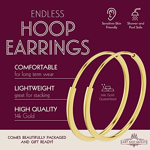 14k Yellow Gold Small Endless Tiny Hoop Earrings 10mm3