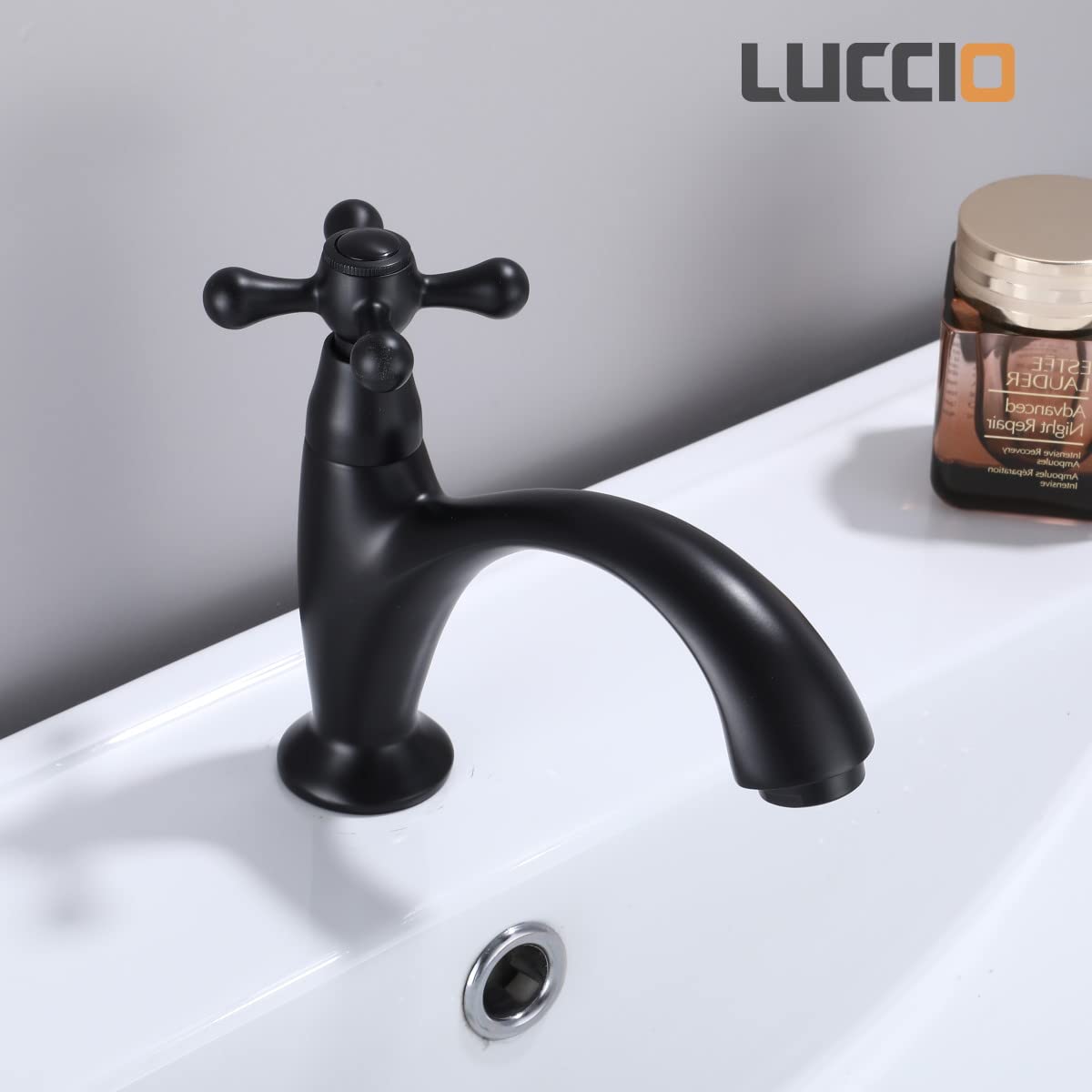 ZXC Retro Standventil, Vintage Kaltwasser Armatur, Nostalgie Wasserhahn in Schwarz Matt
