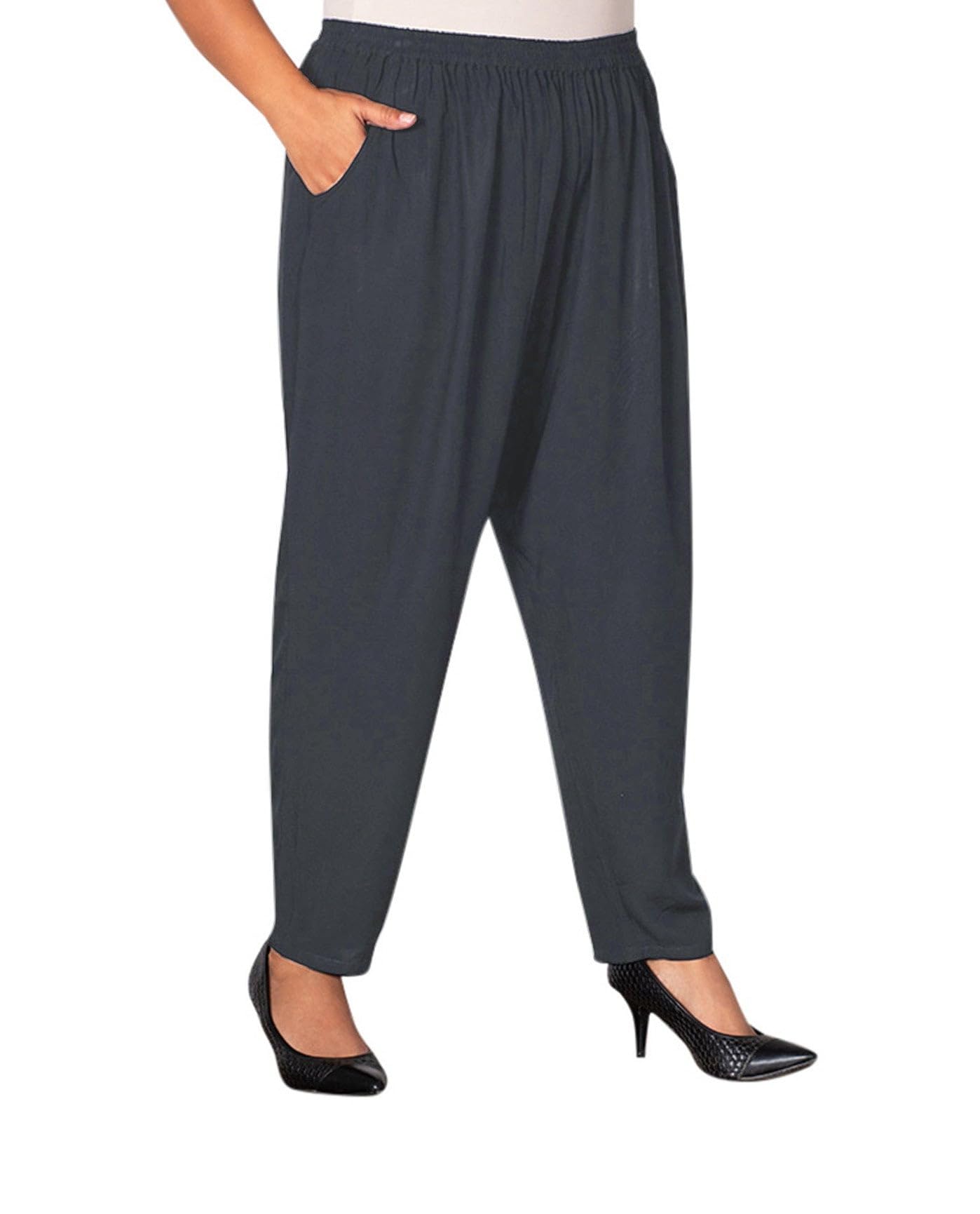 On the Plus Side Essential Tailored Rayon Solid Pants