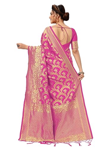Image of TRENDMALLS Women's Banarasi Silk Saree with Unstitched Blouse Piece