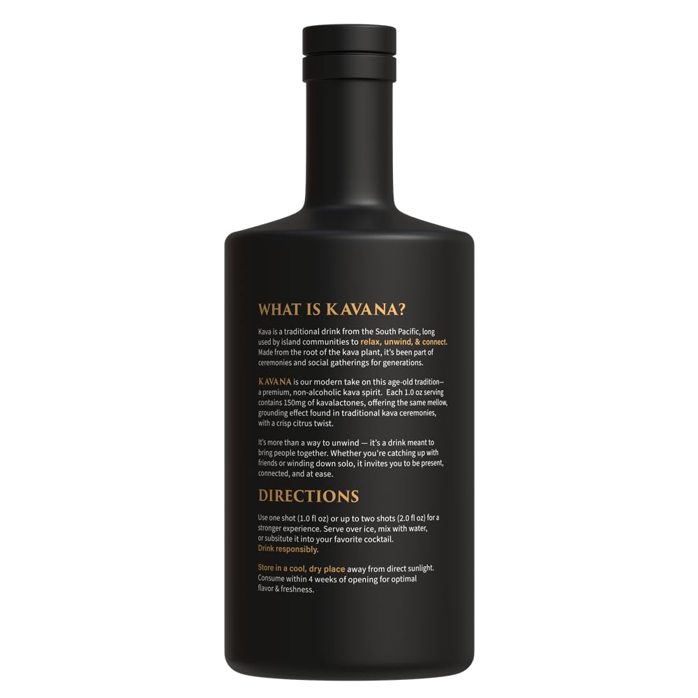 Kavana Kava Spirit 25 Oz - Alcohol-Free & Sugar-Free Kava Root Drink, Plant-Based Zero-Proof Alternative with Natural Citrus Flavor, Smooth Mocktails Non-Alcoholic Drinks Botanical Spirit, Made in USA — Amazon image 3