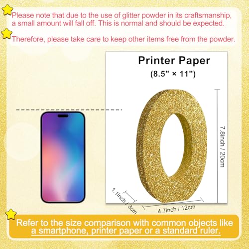 Image of TONIFUL 7.8 Inch Gold Glitter Number 0 Wooden Table Centerpieces Birthday Party Decorations,Shining Golden Digital 0 for Birthday Decorations,New Year,Graduation Decoration,Anniversary,Prop (1 Pack)