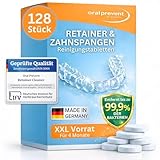Oral Prevent Retainer Cleaner Reinigungstabletten (128 Stück) - Zahnspangenreiniger & Zahnschiene Reinigung - Gebissreiniger Tabs - Effektive Tiefenreinigung - Minzfrisch