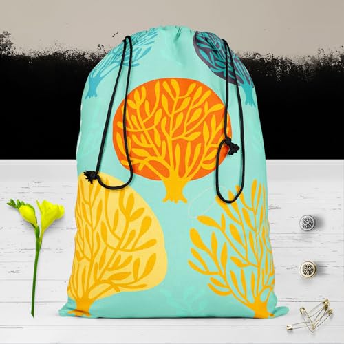 Image of ArtzFolio Leaf Art D3 | Reusable Sack Bag | Bag for Gym, Storage, Vegetable & Travel