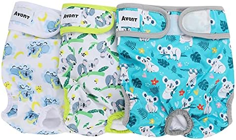 Avont 3 Pack Reusable Dog DiapersHighly Absorbent, Washable and Eco-Friendly Sanitary Wraps Panties for Female Pets -Black