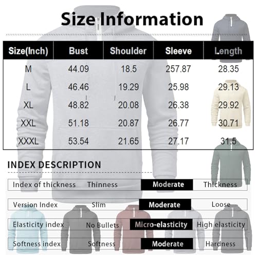 Zip Up Hoodie Men Plain Quarter Zip Pullover Warm Hoodie Drawstring Hooded Sweatshirt Fall Sweater With Pockets2