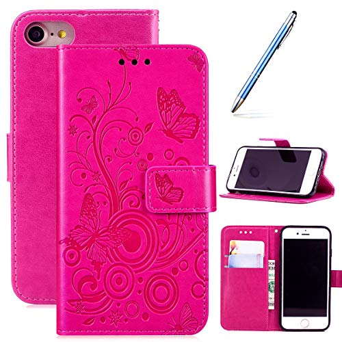 Robinsoni Case Compatible with iPhone 7 Phone Case Wallet iPhone 8 Leather PU Phone Cover Shockproof Kickstand Case Flip Note Book Style Phone Cover Heavy Duty Case Hard Case Butterfly