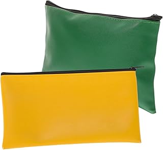 CANIGHT Juego De Bolsa Para Archivar Dinero En Efectivo Bolsa De Cuero Para Documentos Organizador De Dinero Portátil Con Cremallera Para Hombres Color Verde Y Amarillo