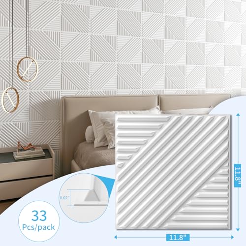Art3d 33-Pack 3D Wall Panels for Interior Wall Decor, Textured Accent Walls Paneling for Living Room, Bedroom, TV Background, 12"x12" White - Image 3