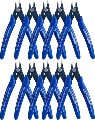 Kaihaowin 10 Pcs Alicates De Corte Diagonal, Alicates De Corte Electricista 127 Mm, Alicates De Precision Para Modelismo, Artesanía, Electrónica, Joyería
