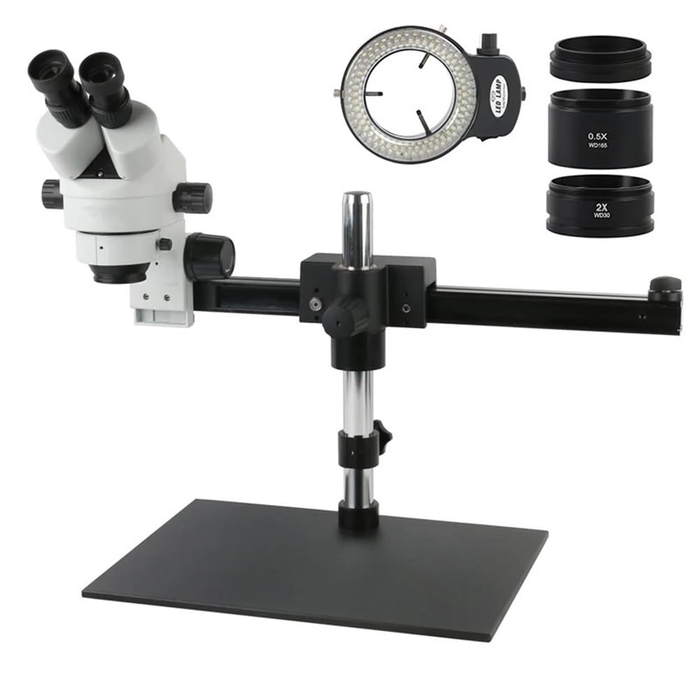 Microscope 3.5-90X Parfocal Binocular Stereo Microscope w/Articulating Horizontal Sliding Stand for PCB Inspection