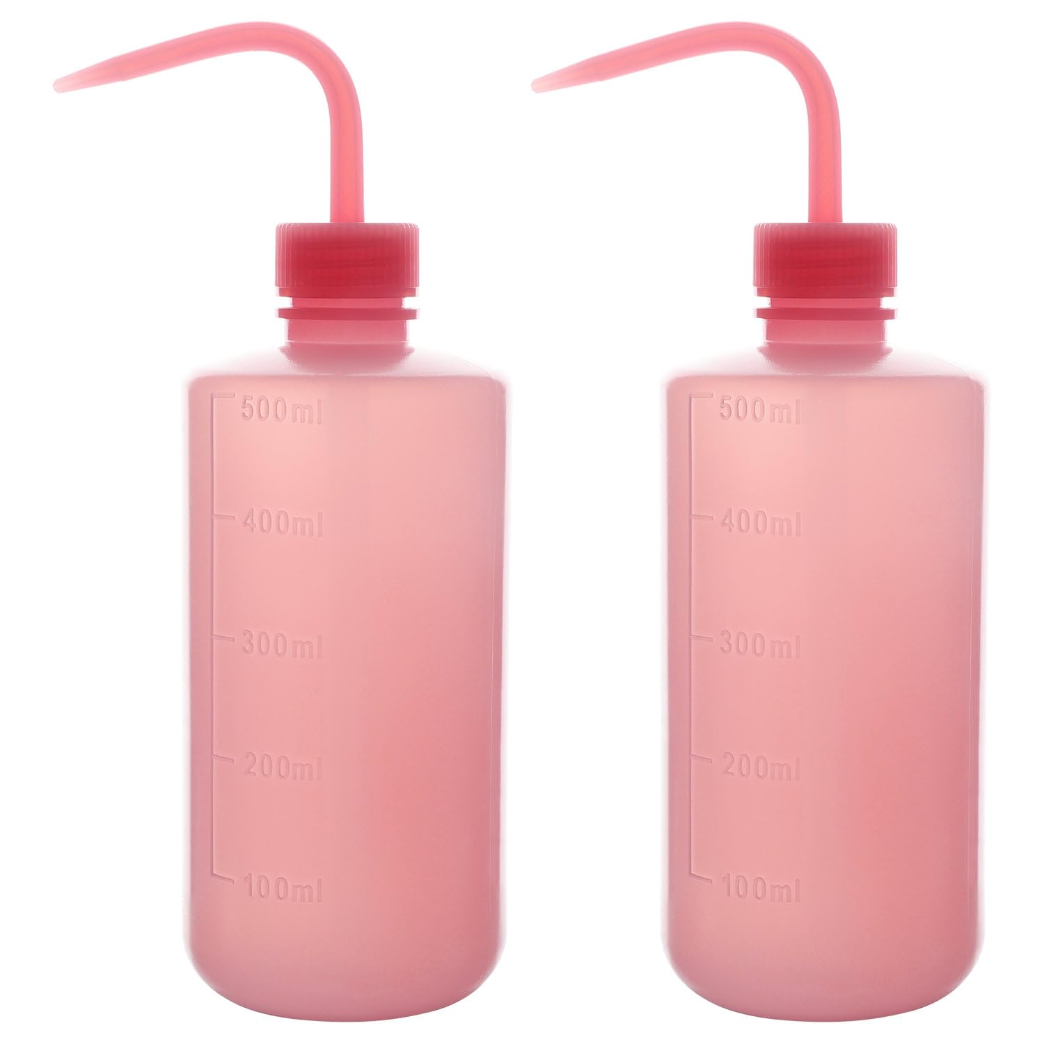 Stonylab Pink Chemical Wash Bottle, 2-Pack Watering Tool Ldpe Squeeze Safety Plastic Rinse Bottle With Scale Labels And Narrow Mouth Squirt, For Laboratory Use, 500 Ml