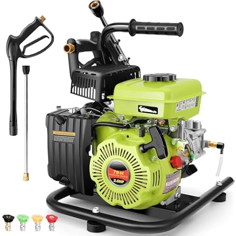 TEANDE 4200 Gas Pressure Washer 3200PSI 2.4GPM Power Washer Gas Powered 79CC 2.0 HP Engine w/ 4 QC Nozzles, 25ft Hose, for Cleaning Car Driveway Fence Furniture, EPA/CARB/ETL Compliant Cover