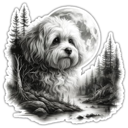 Samunshi® Wandtattoo Bolonka Zwetna im Wald Wandsticker für Hunde Fans perfekt als Wand Dekoration...