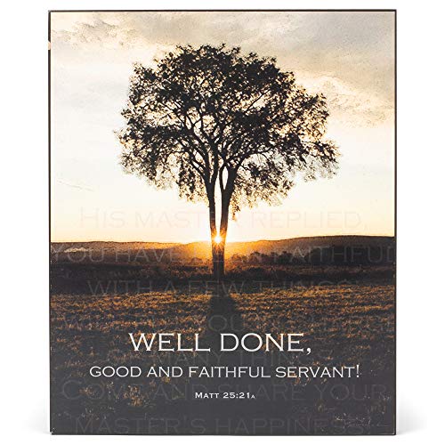Dicksons Well Done, Good and Faithful Servant Tree Sunrise 9 x 11 Wood Wall Sign Plaque