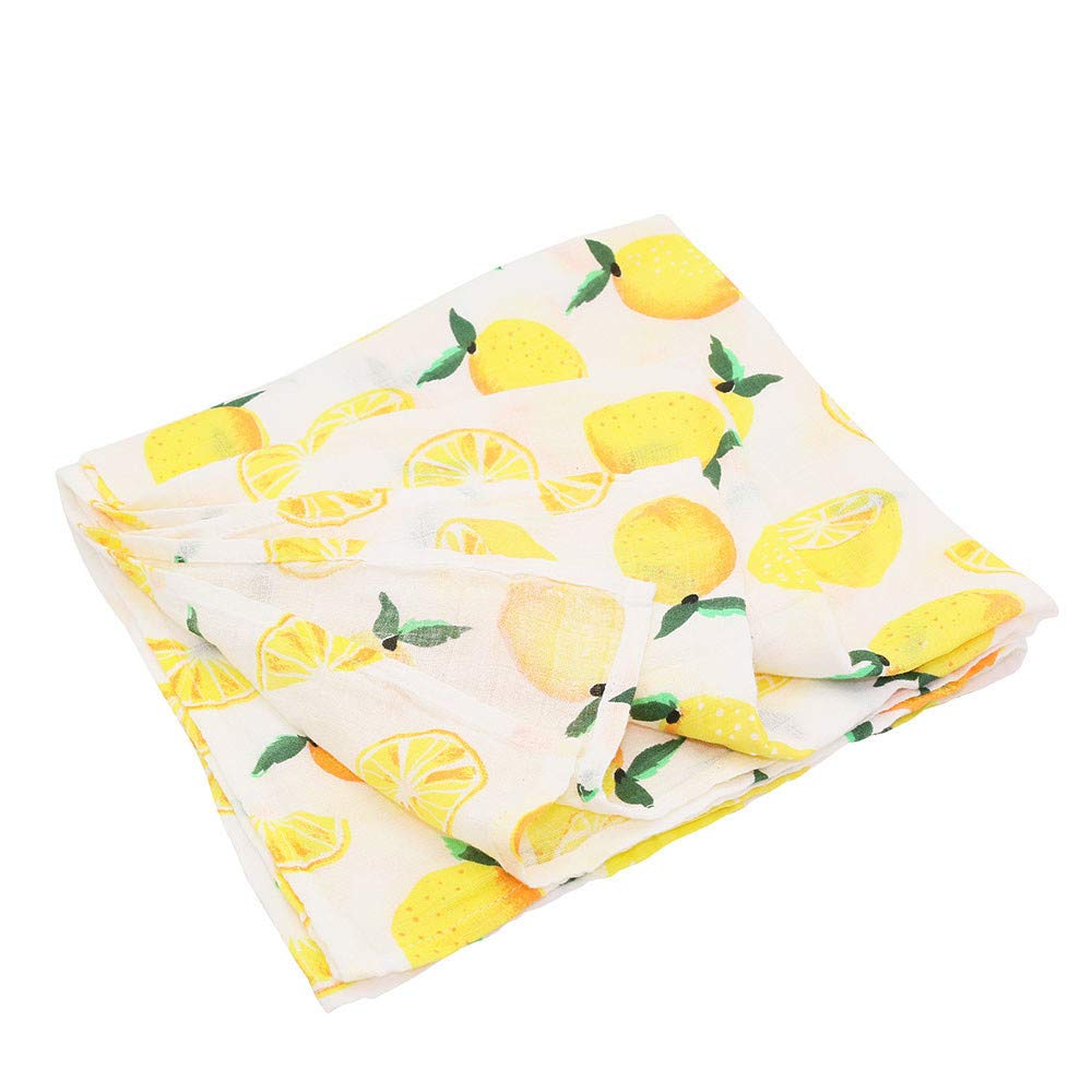 Muslin Swaddle Cloths for baby,Chickwin Organic 100% Cotton Extra Soft Boys or Girls Printed Design Large Square Cloths Wash Cloth Blanket for Sensitive Skin Baby (120 * 120cm,yellow)