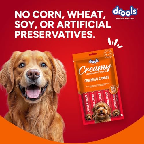 Image of Drools All Life Stages Dog Treats Creamy 5 Sticks Tasty & Nutritious Snack for All Breeds (15g x5) 75g | Chicken & Carrot Flavour | Ideal for Training | Supports Hydration | Boost Muscle Health