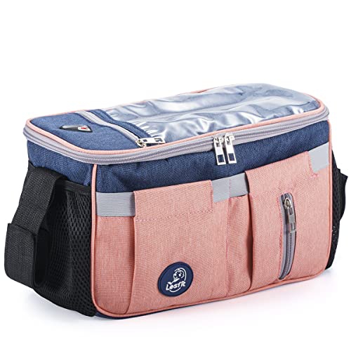 Lesfit Organisateur Poussette et Landau,Sac de Rangement Universel pour Poussette avec 2 Porte-Gobelets Porte-Bouteilles Isolés, Poche Grande Capacité pour Téléphone et pour Bébé Accessoire