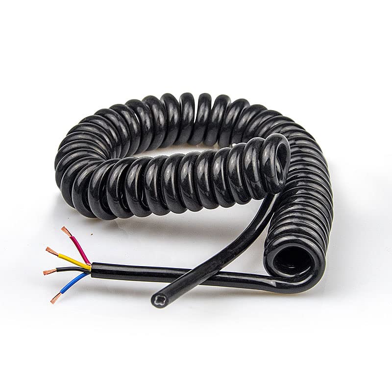 Fil télescopique extensible noir 2 conducteurs 18 AWG câble spiralé à ressort 3m