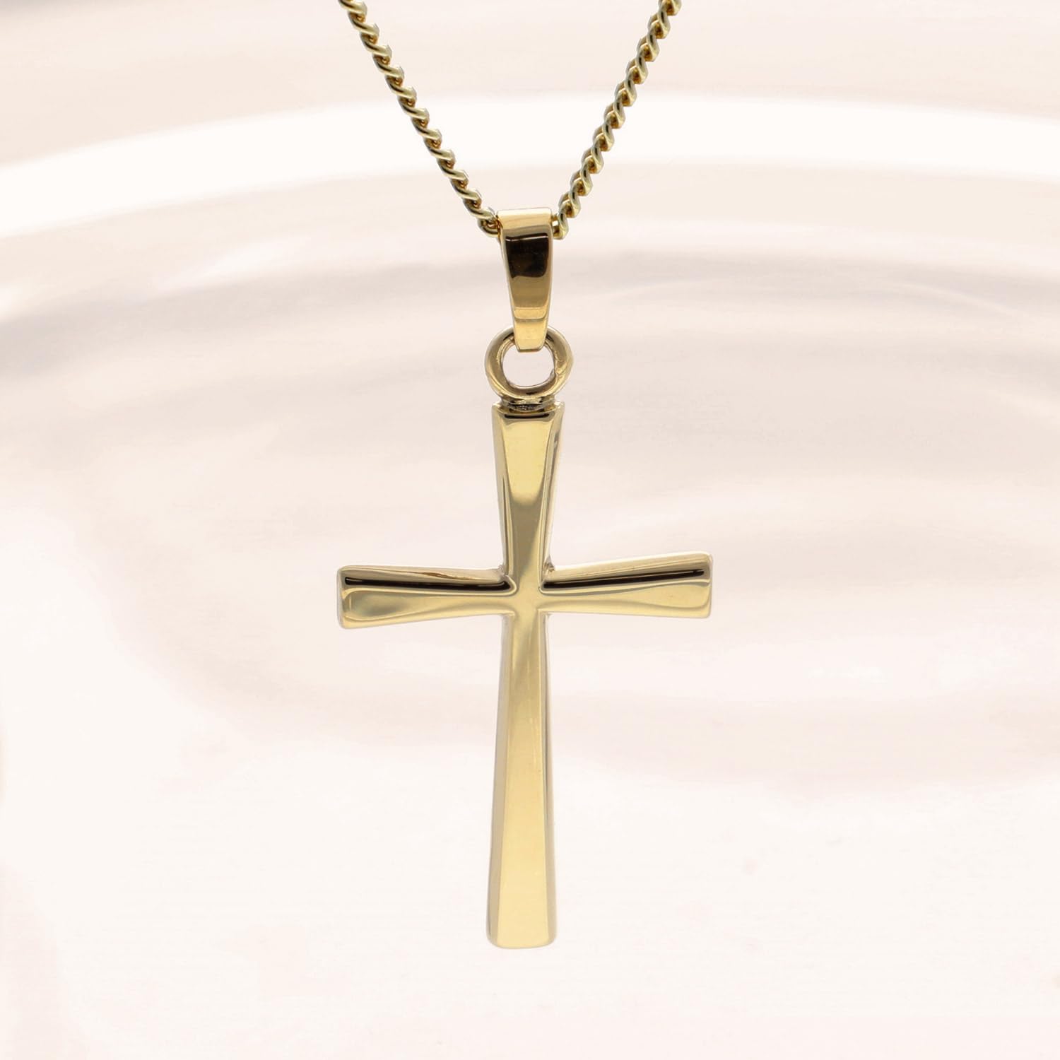 trendor Kreuz-Anhänger 585 Gold an vergoldeter Silberkette 28163 | zeitloser Halsschmuck für Damen und Herren, elegantes Accessoire