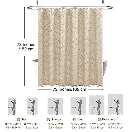 Siiluminisoy 2022070602 Boho Farmhouse Shower Curtain Woven Fabric Cute Beige Shower Curtain thumb #4