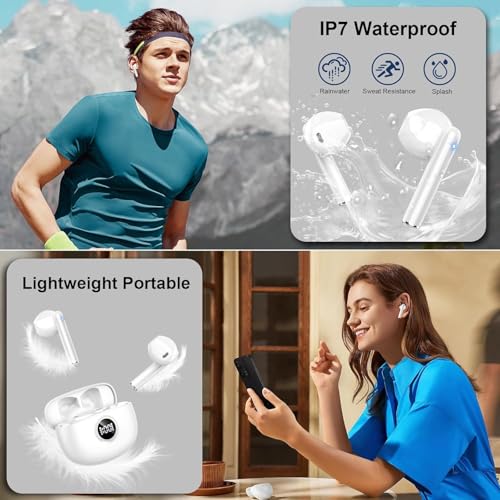 Image of Drsaec Bluetooth Headphones, 6D Deep Bass In-Ear Headphones Wireless Bluetooth 2026 40 Hours Wireless Headphones with 4 ENC Mic, Noise Cancelling Ear Buds, USB-C, IP7 Waterproof Sports Earphones
