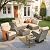 CAODOC Patio Furniture Sets with Fire Pit Table,6 Pieces All Weather PE Wicker Conversation Sofa,Outdoor Furniture Grey Wicker beige Cushion