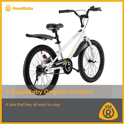 Image of RoyalBaby Bicycle for Kids Cycle for 6-10 Years Boys & Girls 20 Inch | Training Wheels | Adjustable Seat | 1 Year Warranty | White