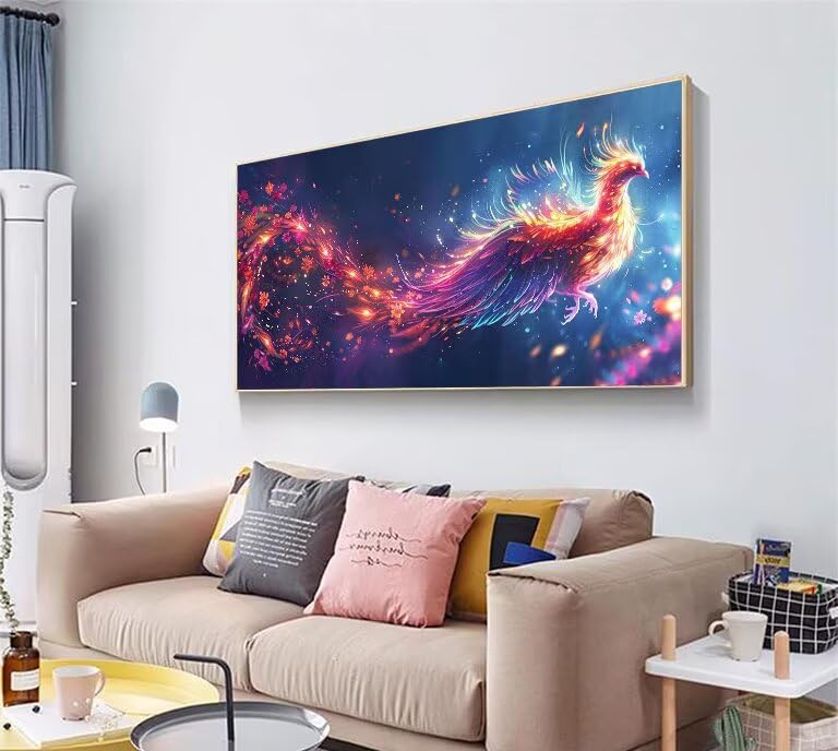 Peinture diamant 5D oiseau et fleurs de haute précision format 35x70 cm - 3