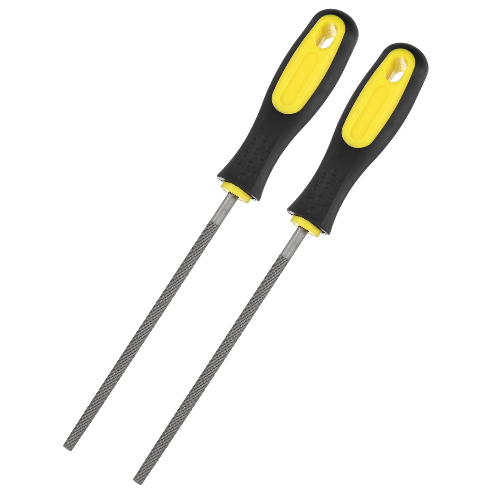 M METERXITY 2-Pack Round Metal File 6 Inch, High Carbon Steel File Diamond File Hand File W PVC Grip Handle for Wood/Metal/Ceramic/Glass/Stone/Jewelry/Tile/Model/DIY/Sharpening File โ image 1