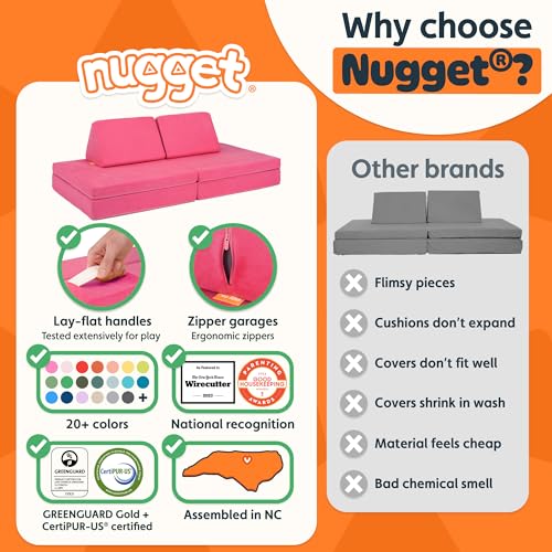 Image of Nugget - The Original Play Couch for Kids - Modular Foam Children's Sofa for Playroom, Imagination, & Creative Open Ended Play - Washable & Convertible Playroom Furniture, Popstar