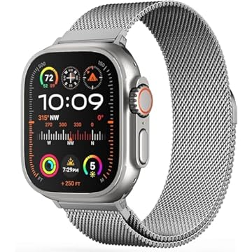 Pulseira milanesa patentiada original de aço inoxidável compatível com Apple Watch Series 9, Ultra 2/Ultra, SE/SE 2nd de 38 mm, 40 mm, 41 mm, 42 mm, 44 mm, 45 mm e 49 mm (42/44/45/49MM, Titanium)