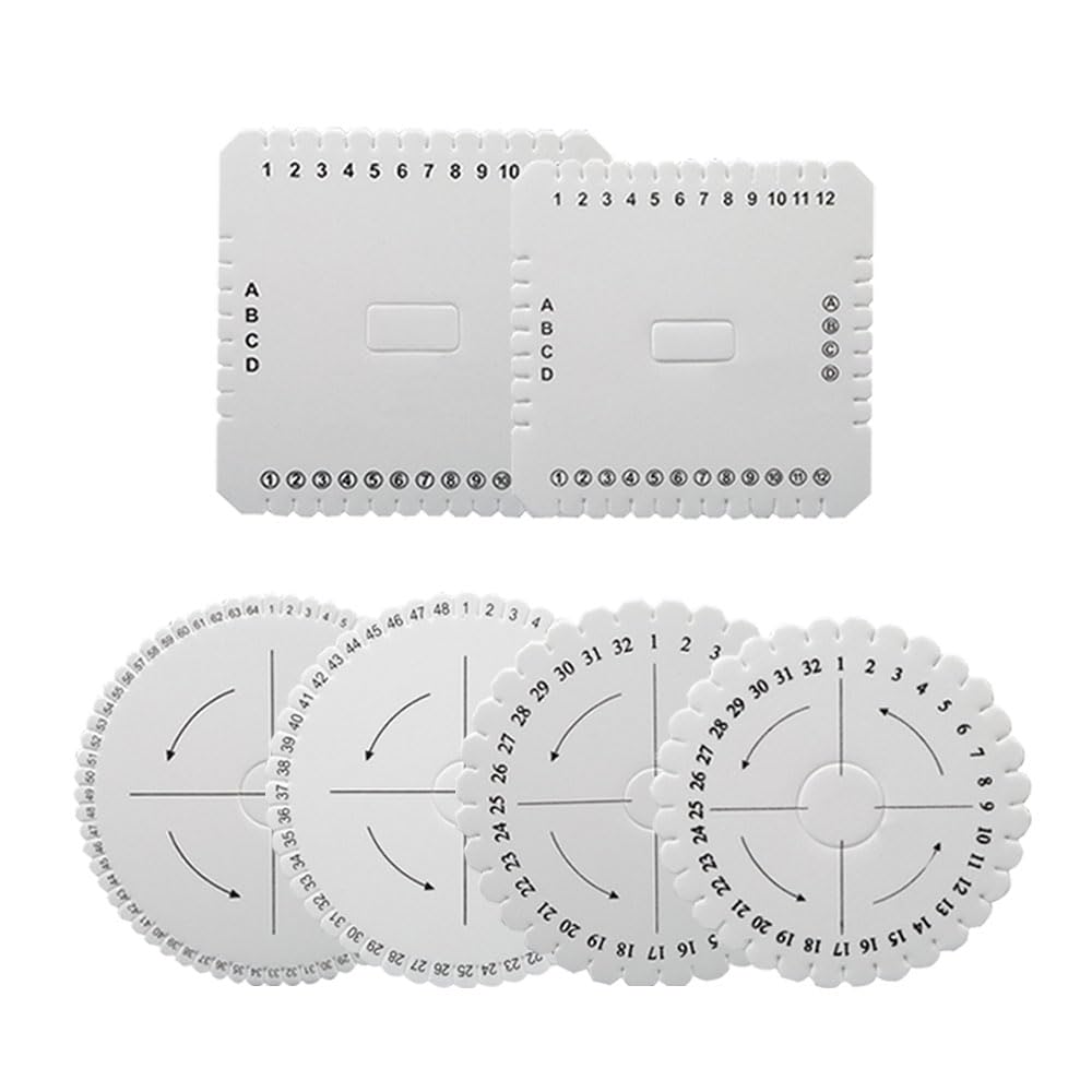 TucireatBraid Weaving Disc 6 Pieces Kumihimo Discs Kumihimo Disc Braided Disc Kumihimo Disc Round and Square Braided Plate for Crafts