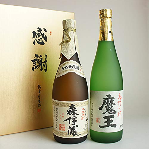 Amazon.co.jp: 森伊蔵・魔王 芋焼酎 四合瓶 720ml 2本セット 感謝の 