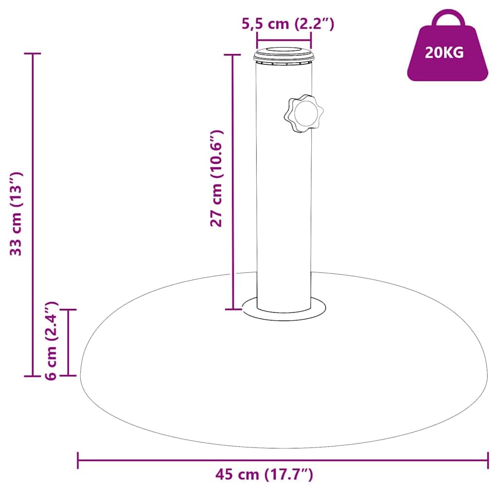 vidaXL Podstawa do parasola 20.9 kg jasnoszary Betonowy Okrągły